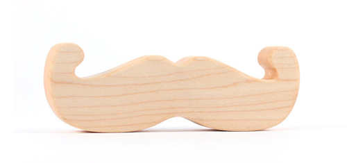Mustache wood baby teether